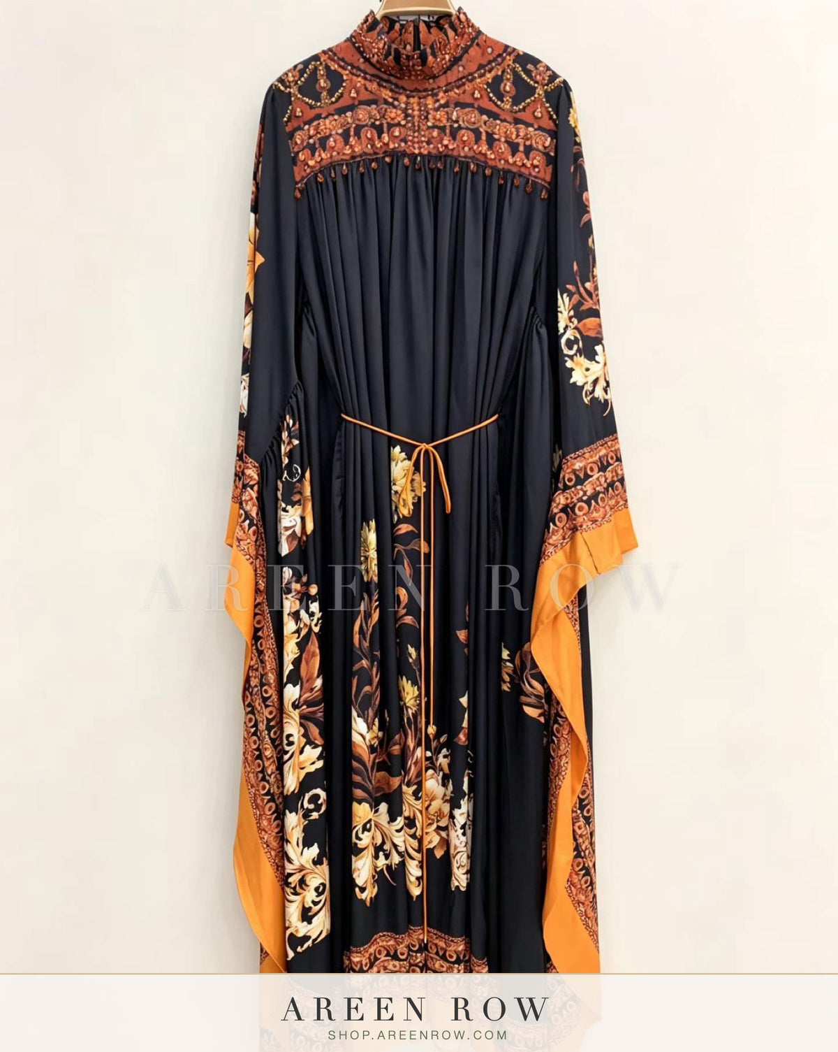 Farah Border-Print Belted Kaftan