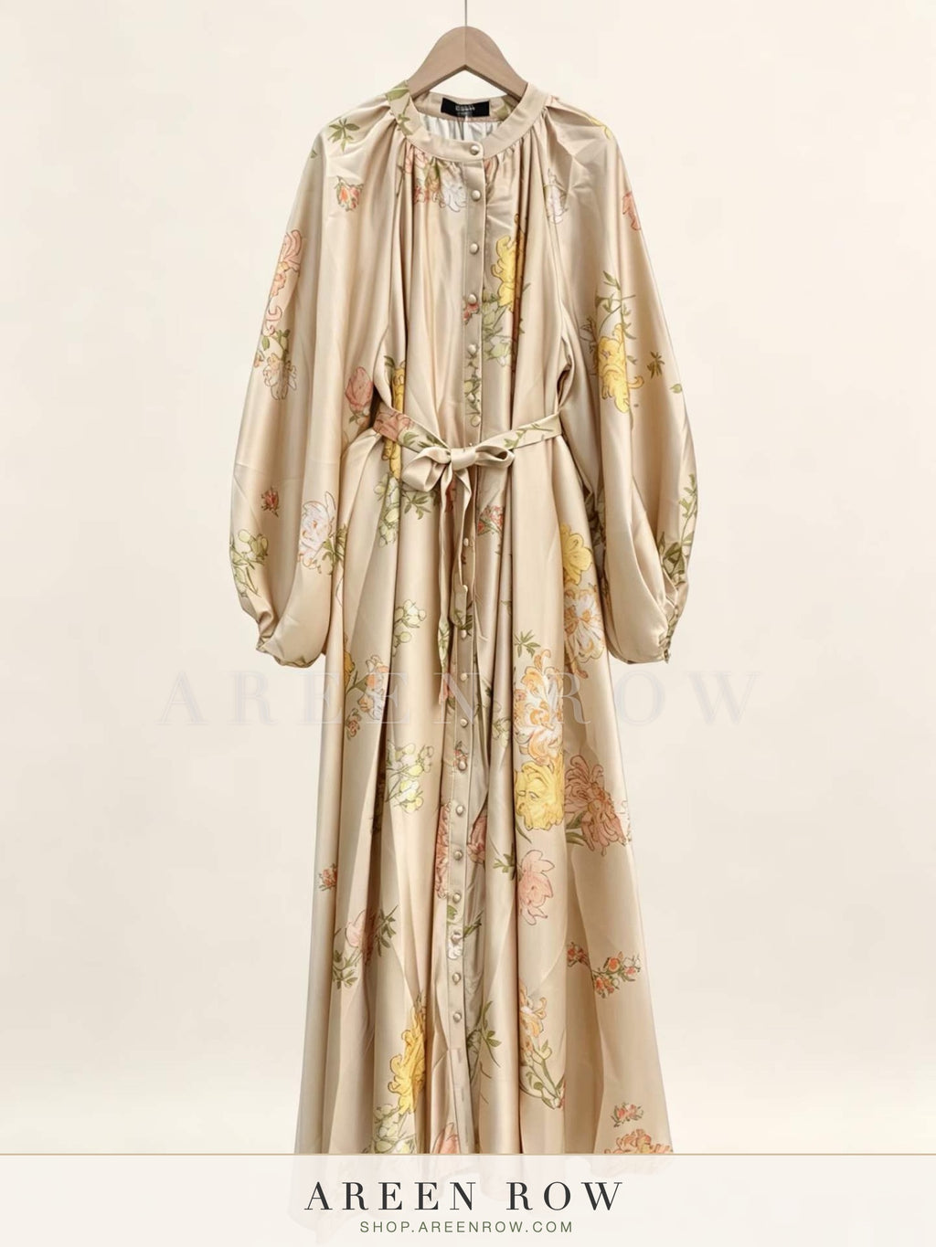 Dunya Satin Printed Maxi Dress