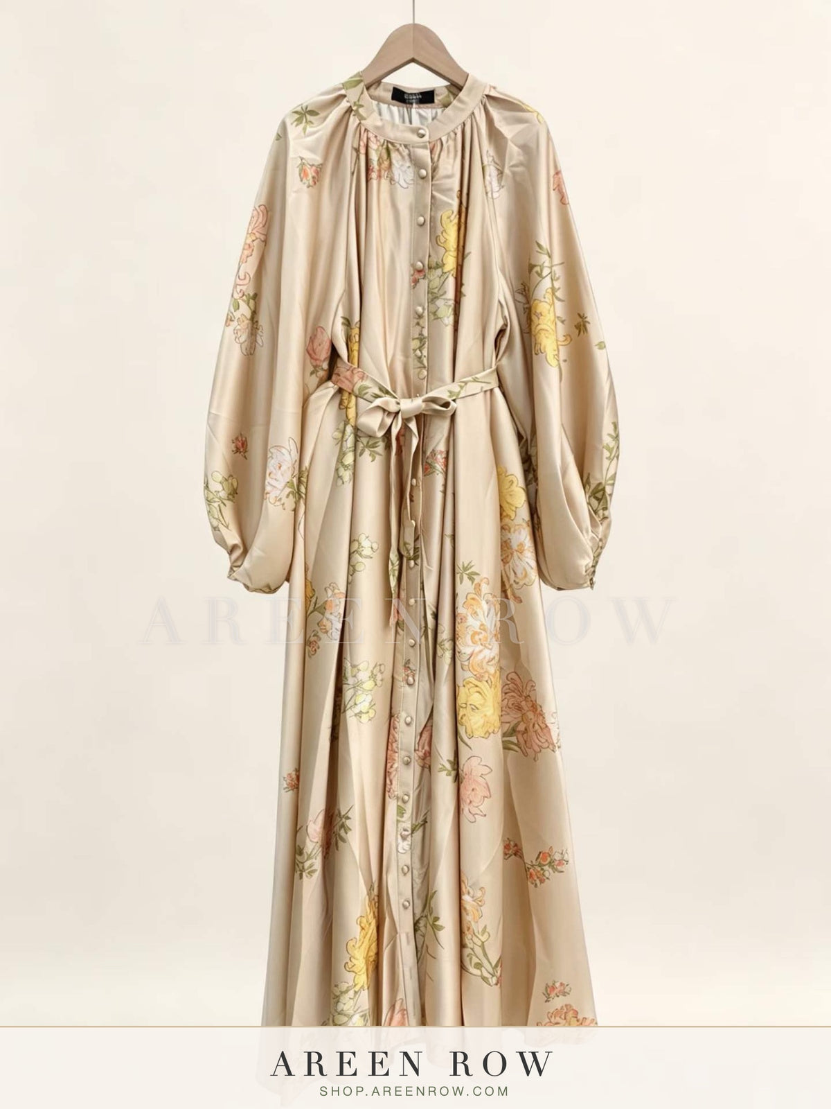 Dunya Satin Printed Maxi Dress