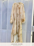 Ghalia Sheer Tie-Neck Maxi Dress