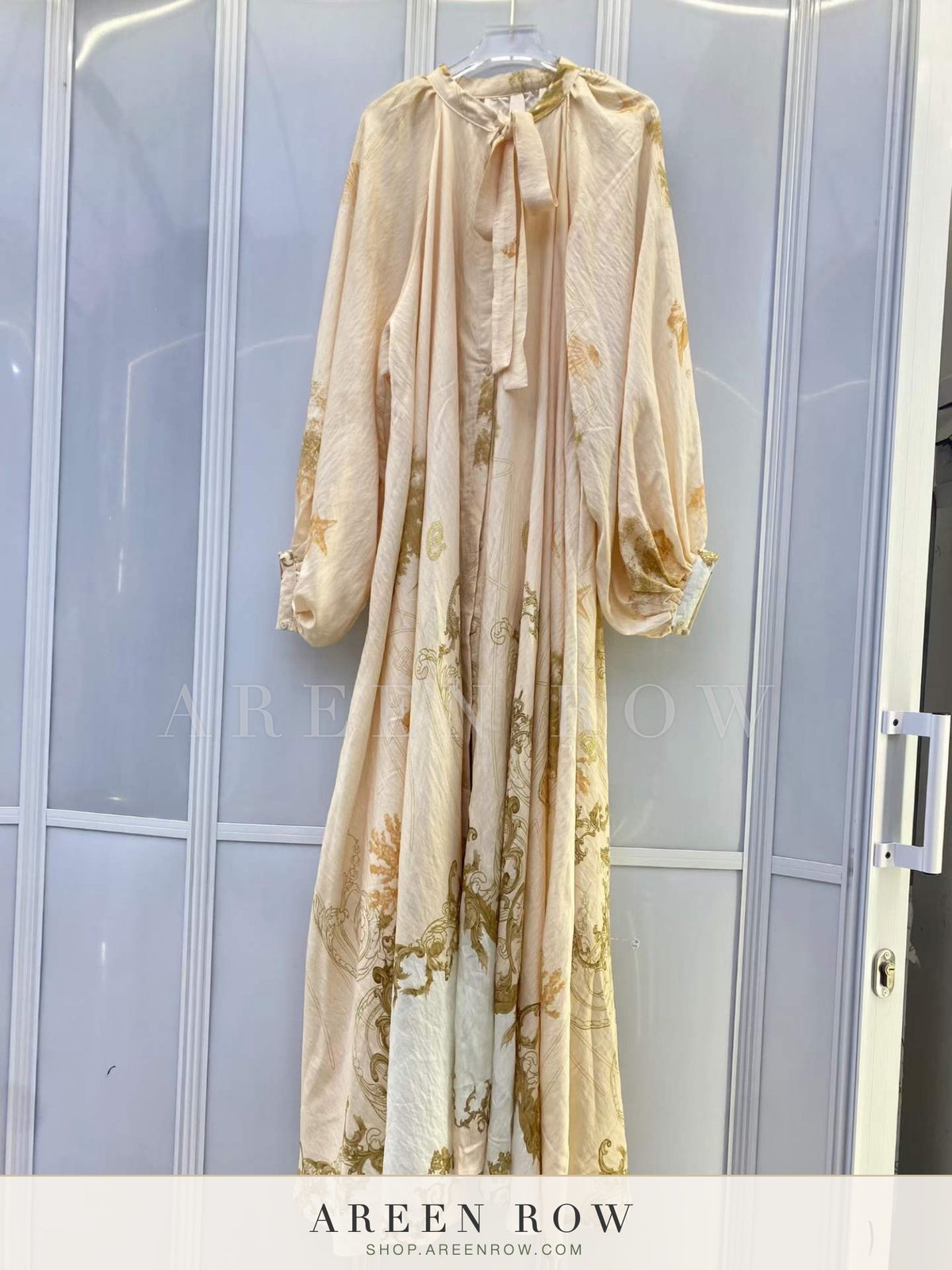Ghalia Sheer Tie-Neck Maxi Dress