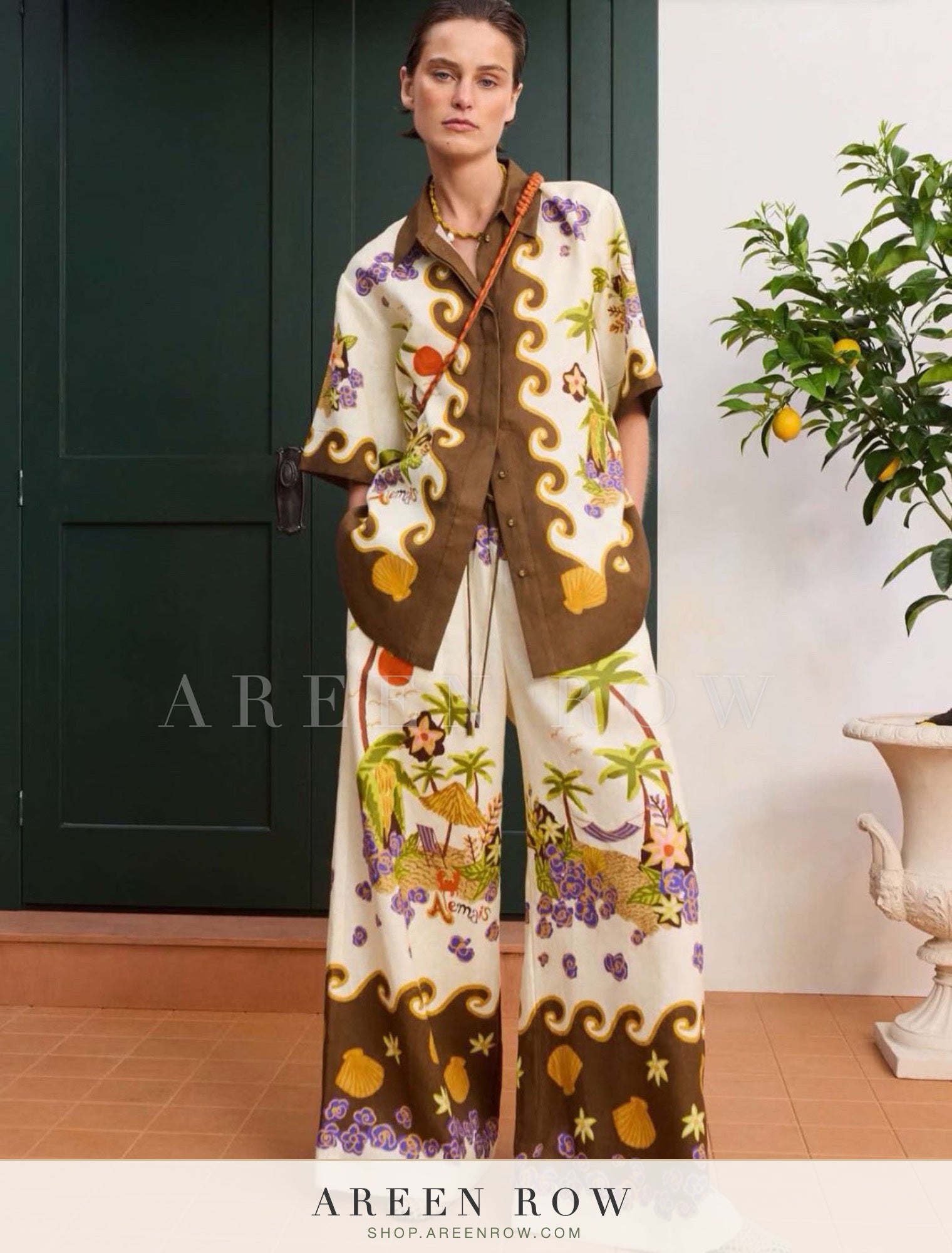 Isla Tropical Print Shirt & Pants Set