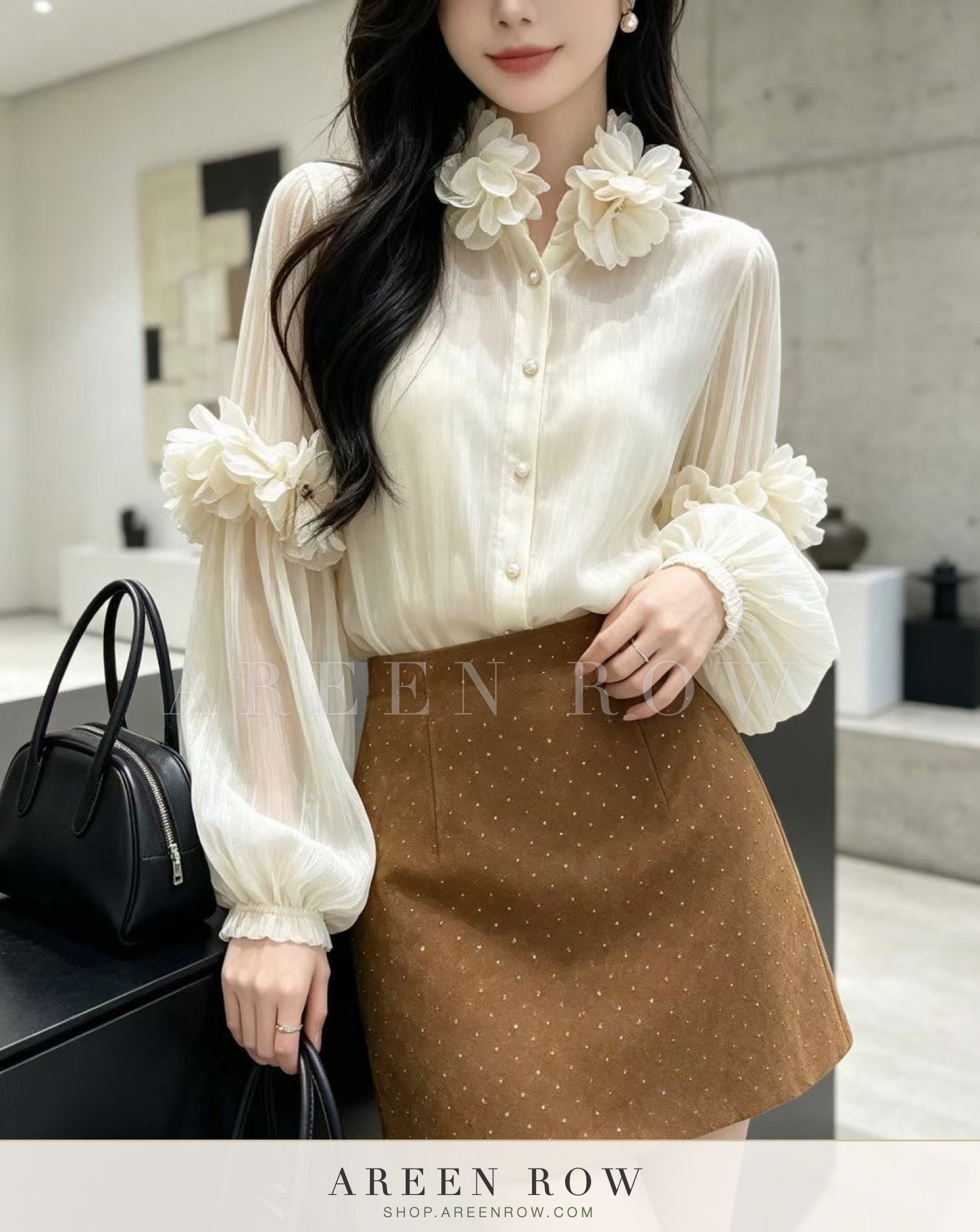 Rosette Blouse & Skirt Set