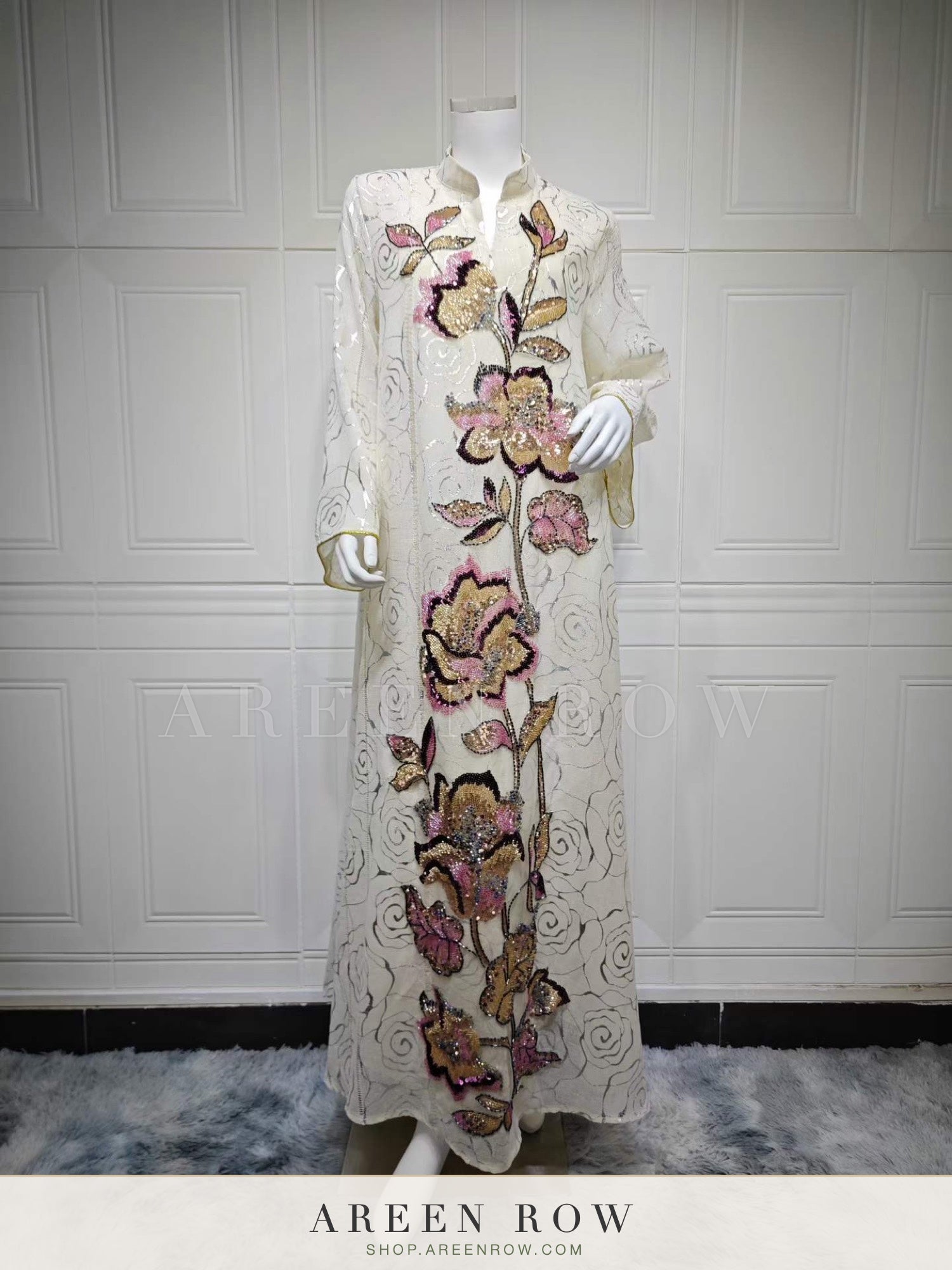 Amal Embroidered Lace Maxi Dress