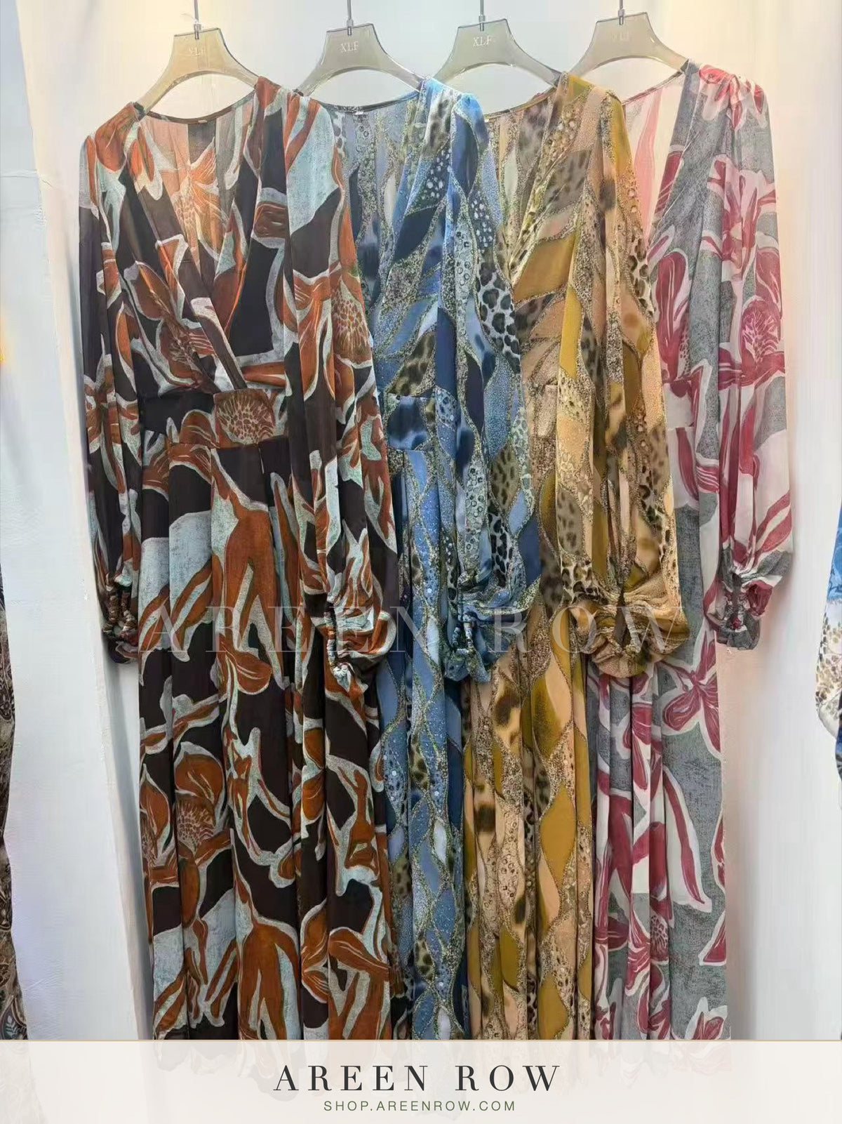 Leila Leaf-Print Belted Maxi Dress