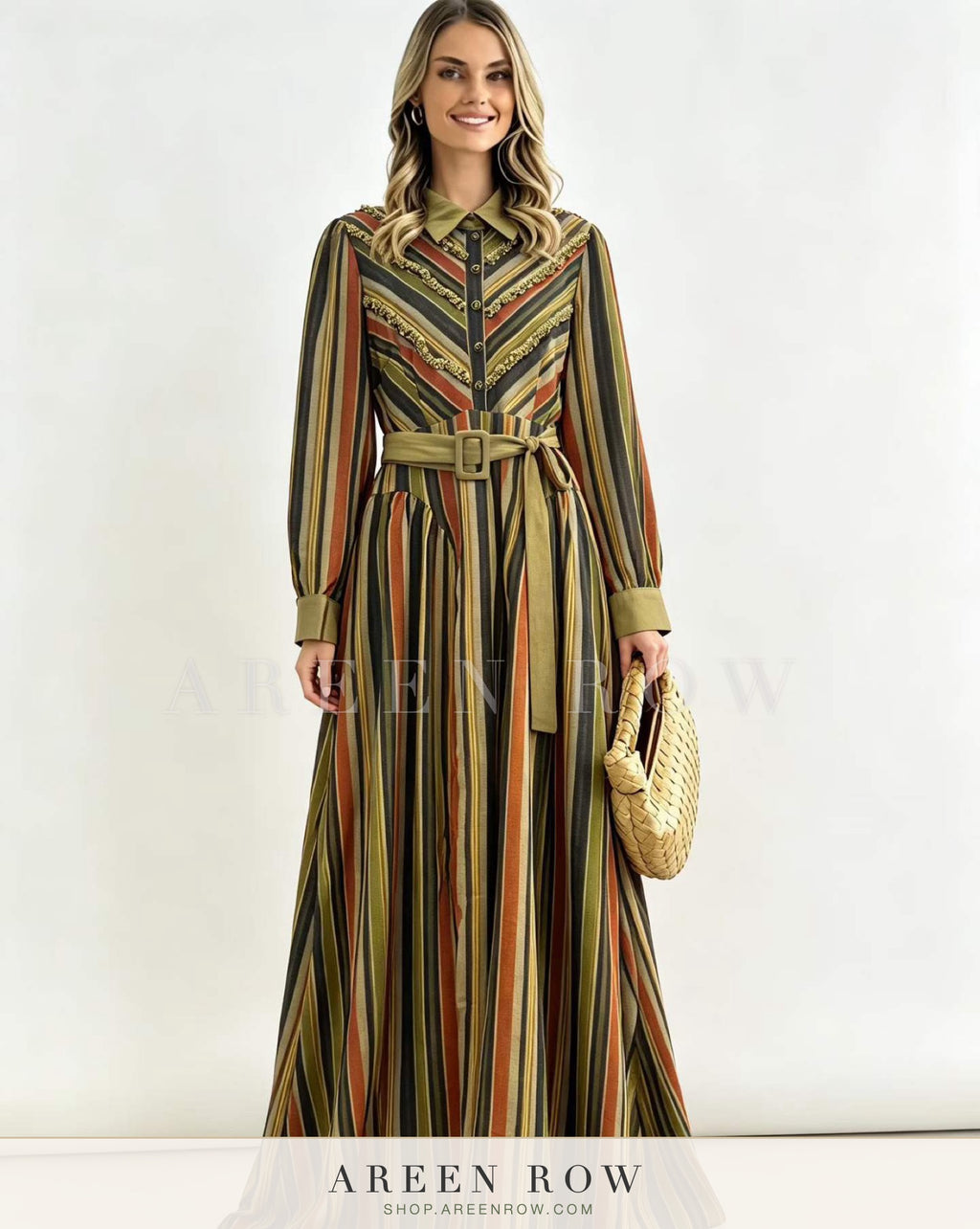 Sienna Striped Belted Maxi Dress
