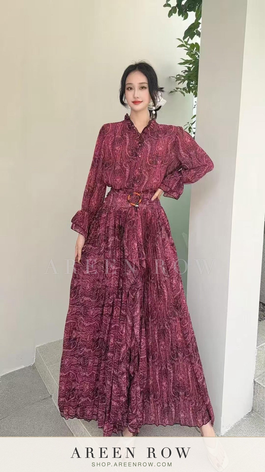 Lulu Pleated Shimmer Maxi Dress