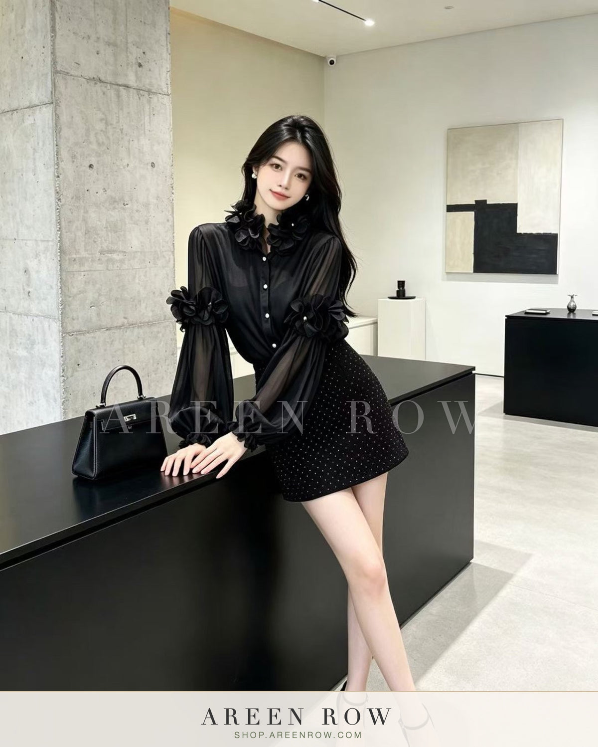 Rosette Blouse & Skirt Set