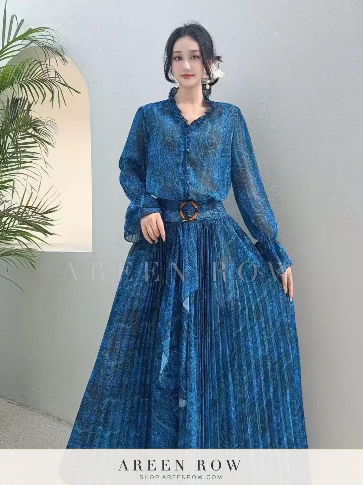 Lulu Pleated Shimmer Maxi Dress