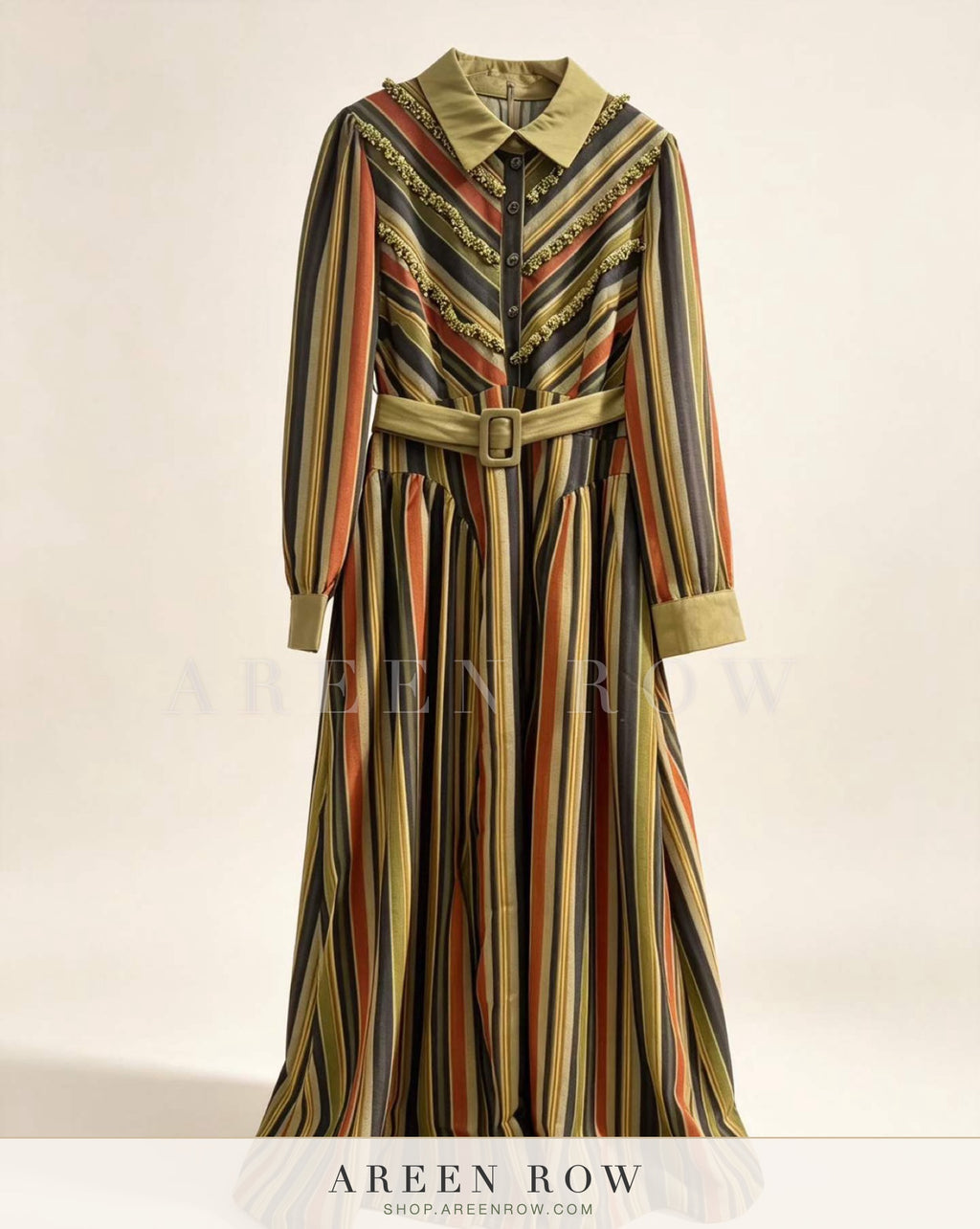 Sienna Striped Belted Maxi Dress