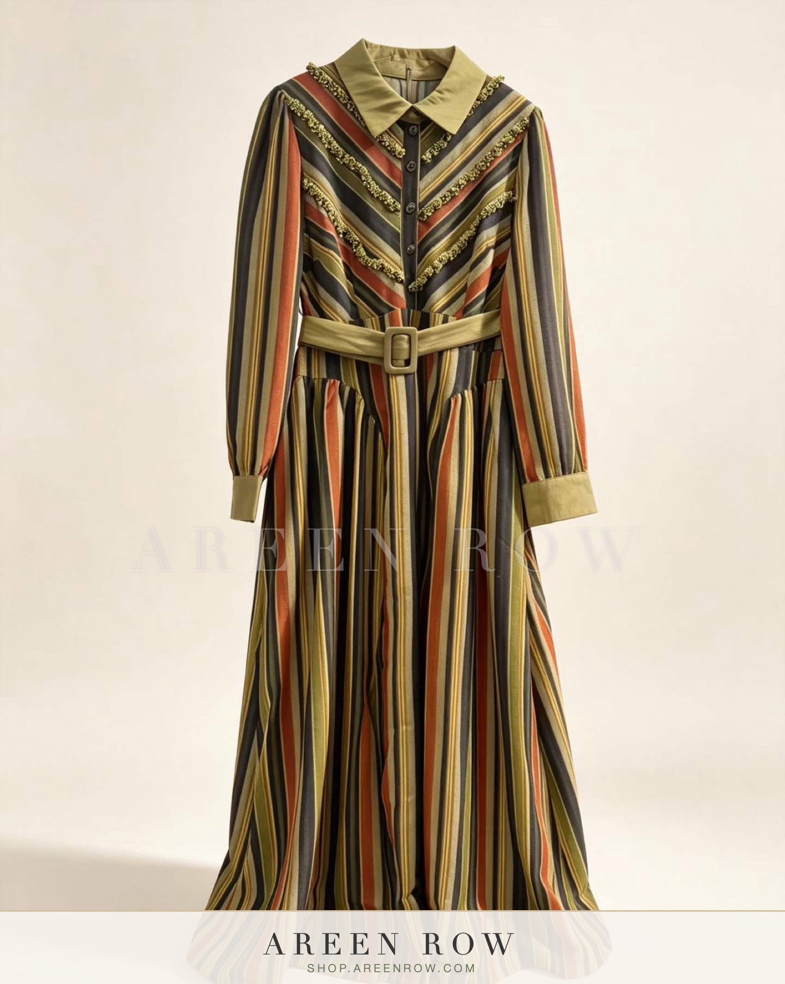 Sienna Striped Belted Maxi Dress