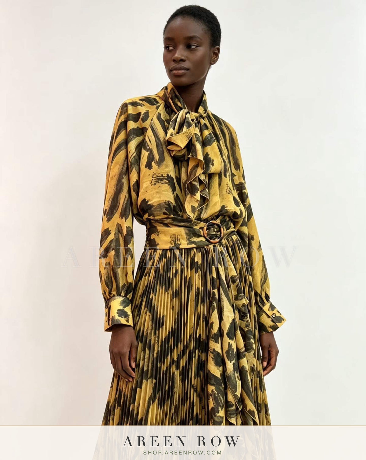 Maya Bow Blouse & Pleated Skirt Set