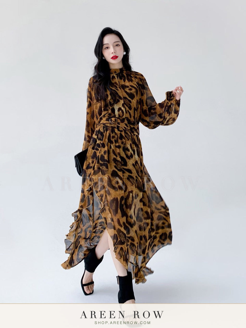 Leopard Blouse & Skirt Set
