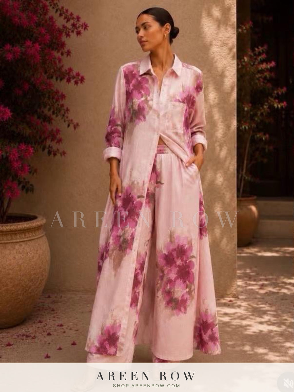 Rania Floral Satin Shirt Dress