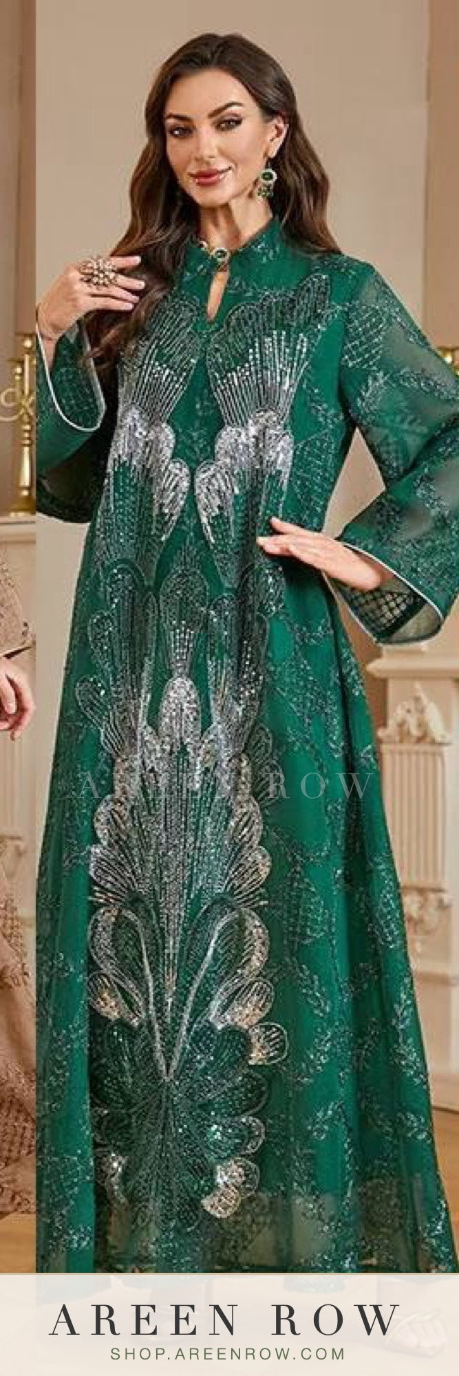 Jawhara Embellished Organza Kaftan