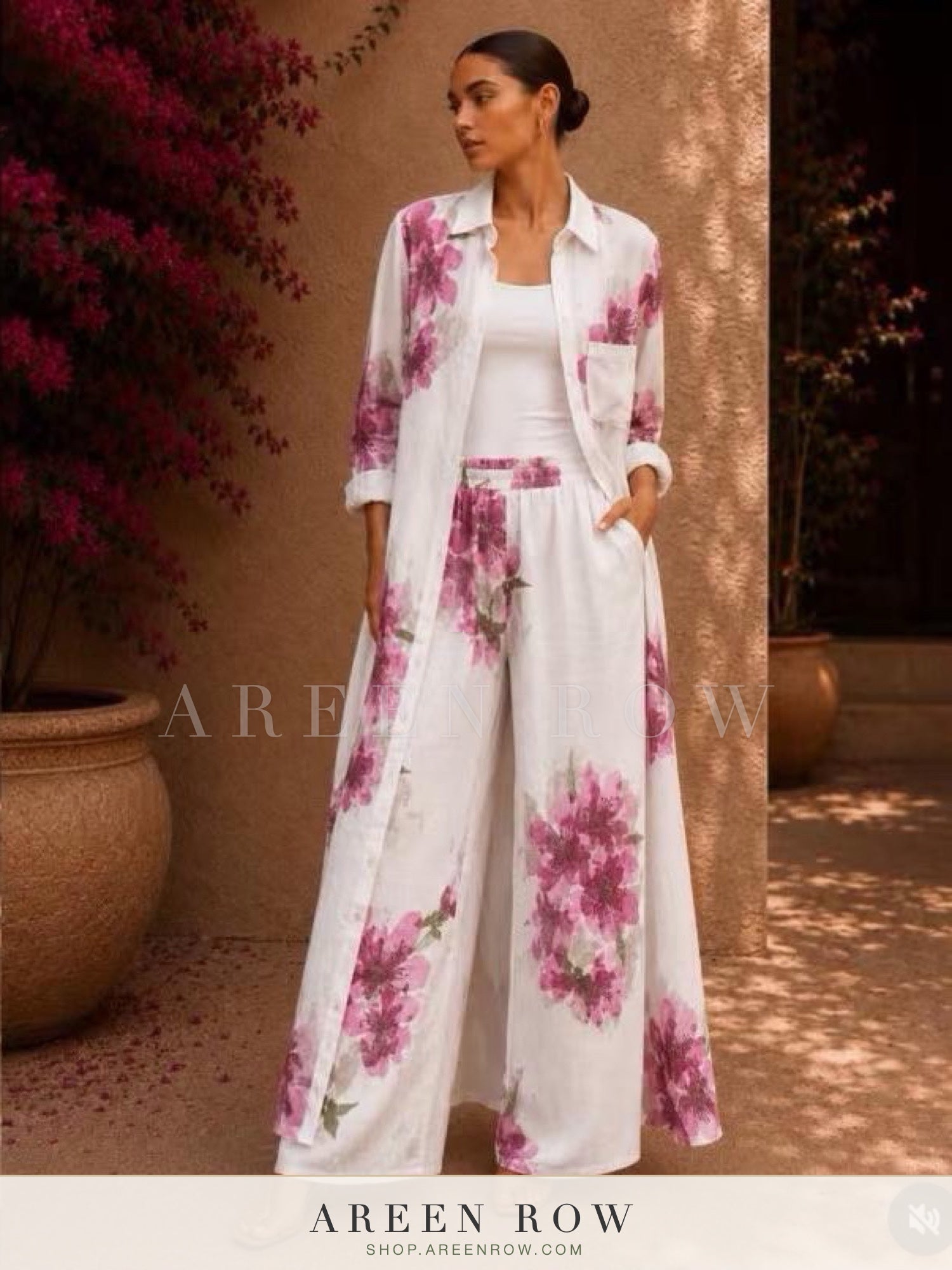 Rania Floral Satin Shirt Dress