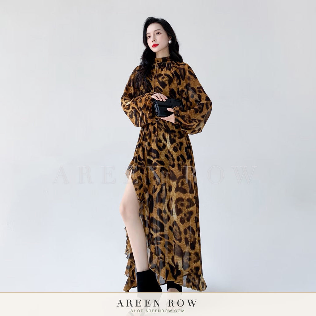 Leopard Blouse & Skirt Set