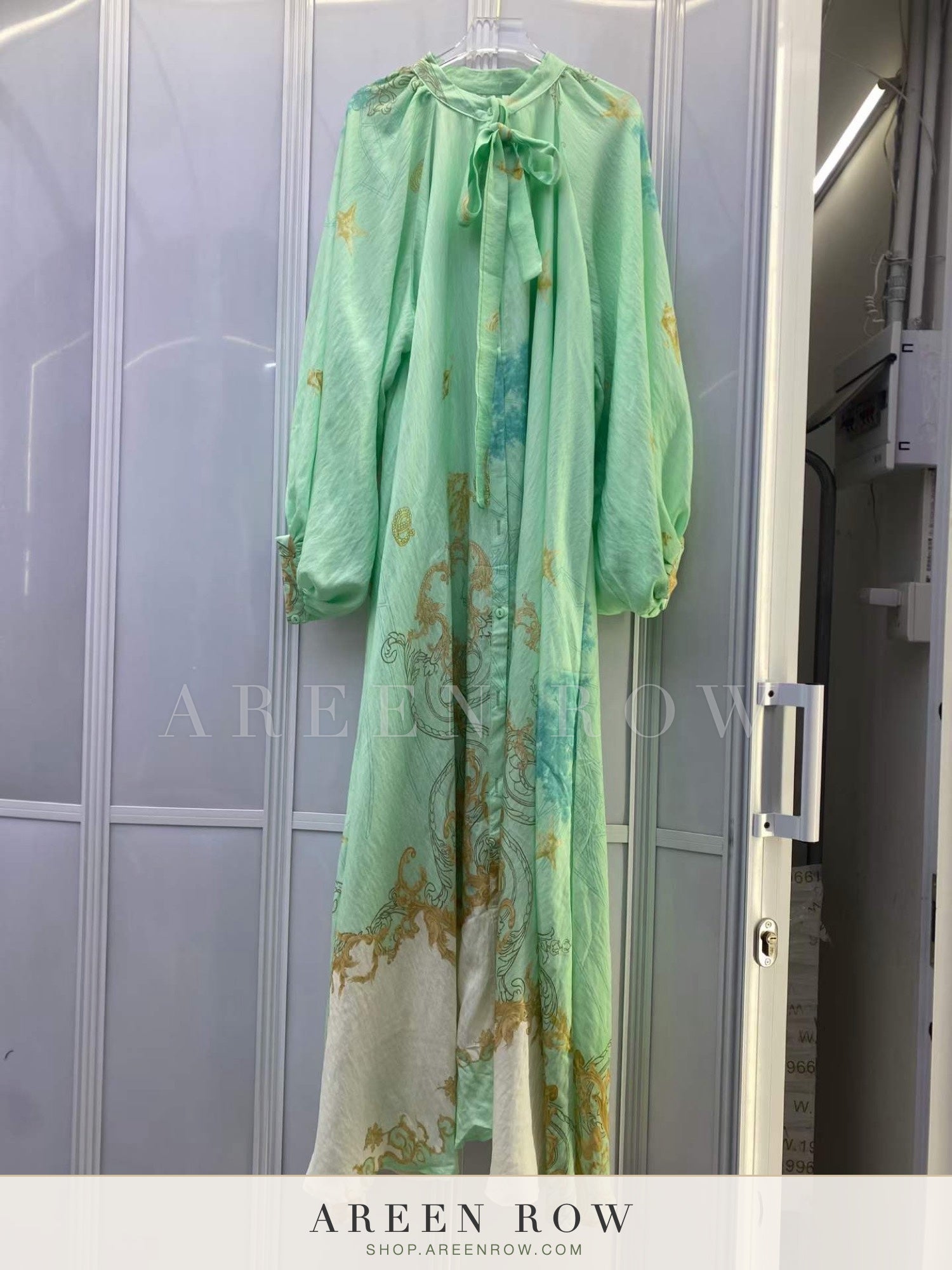 Ghalia Sheer Tie-Neck Maxi Dress