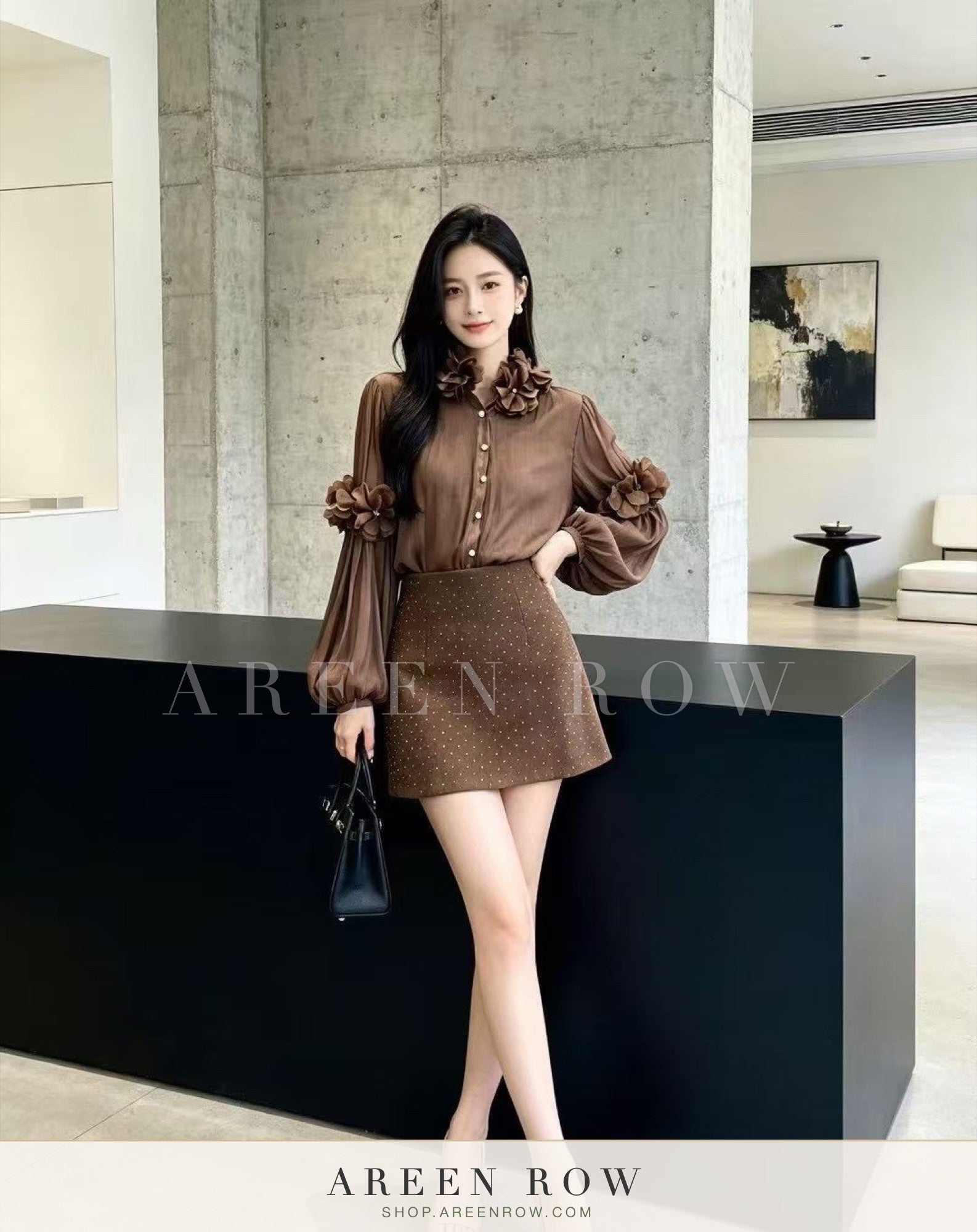 Rosette Blouse & Skirt Set