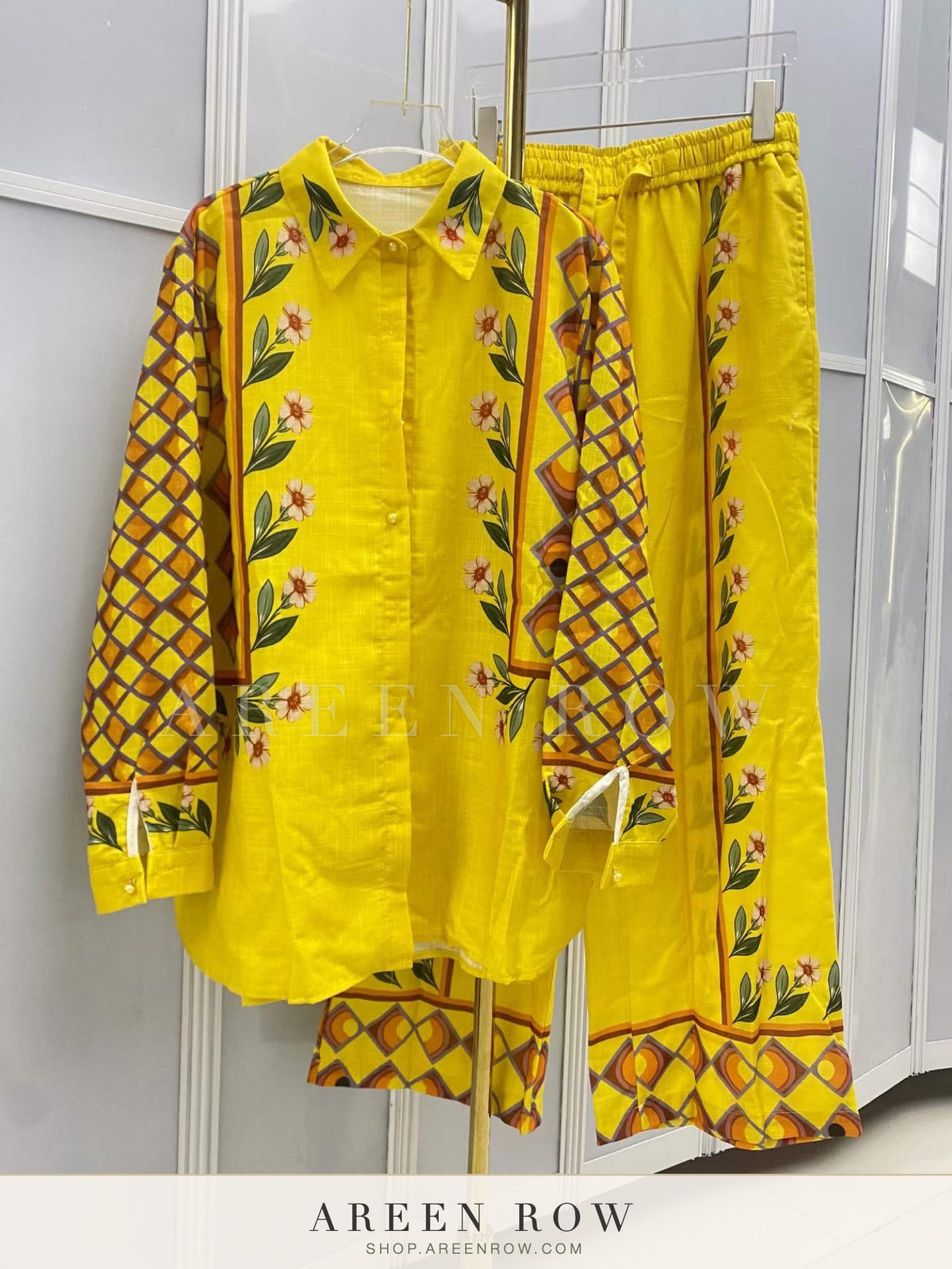 Riviera Border-Print Shirt & Pants Set