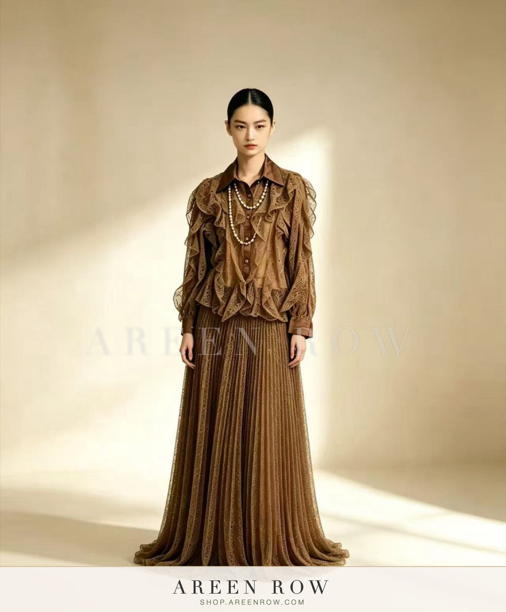 Noor Ruffle Blouse & Pleated Skirt Set