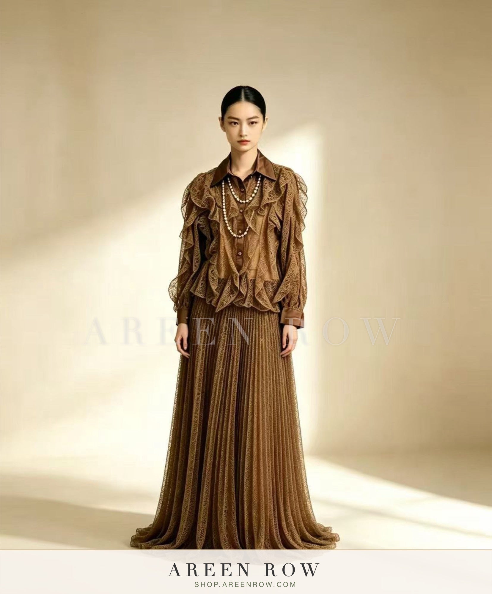 Noor Ruffle Blouse & Pleated Skirt Set