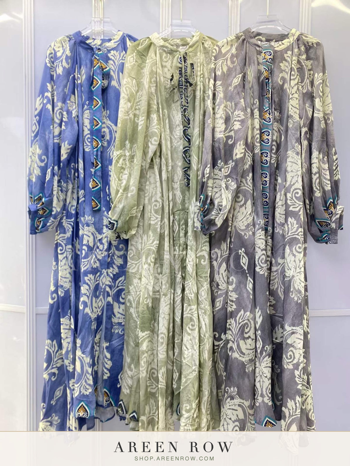 Amani Puff-Sleeve Printed Maxi Dress