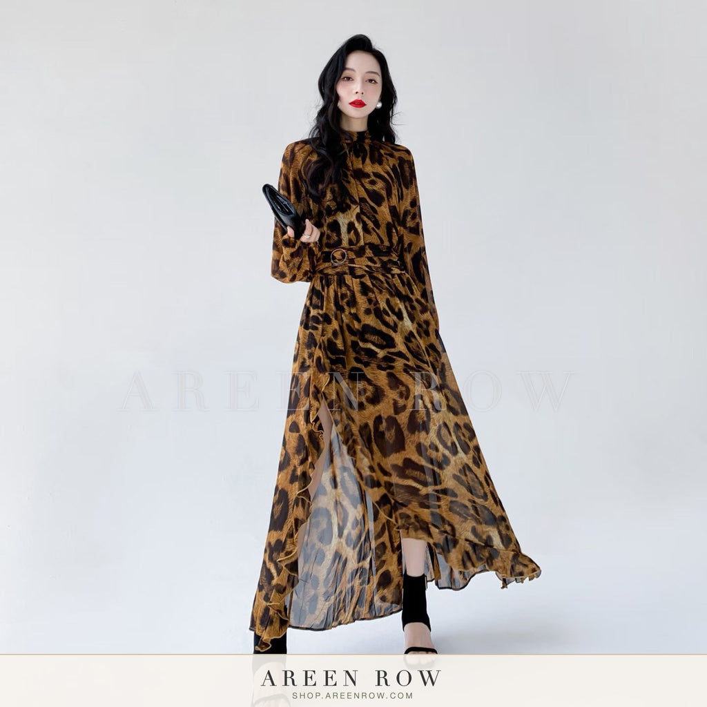 Leopard Blouse & Skirt Set