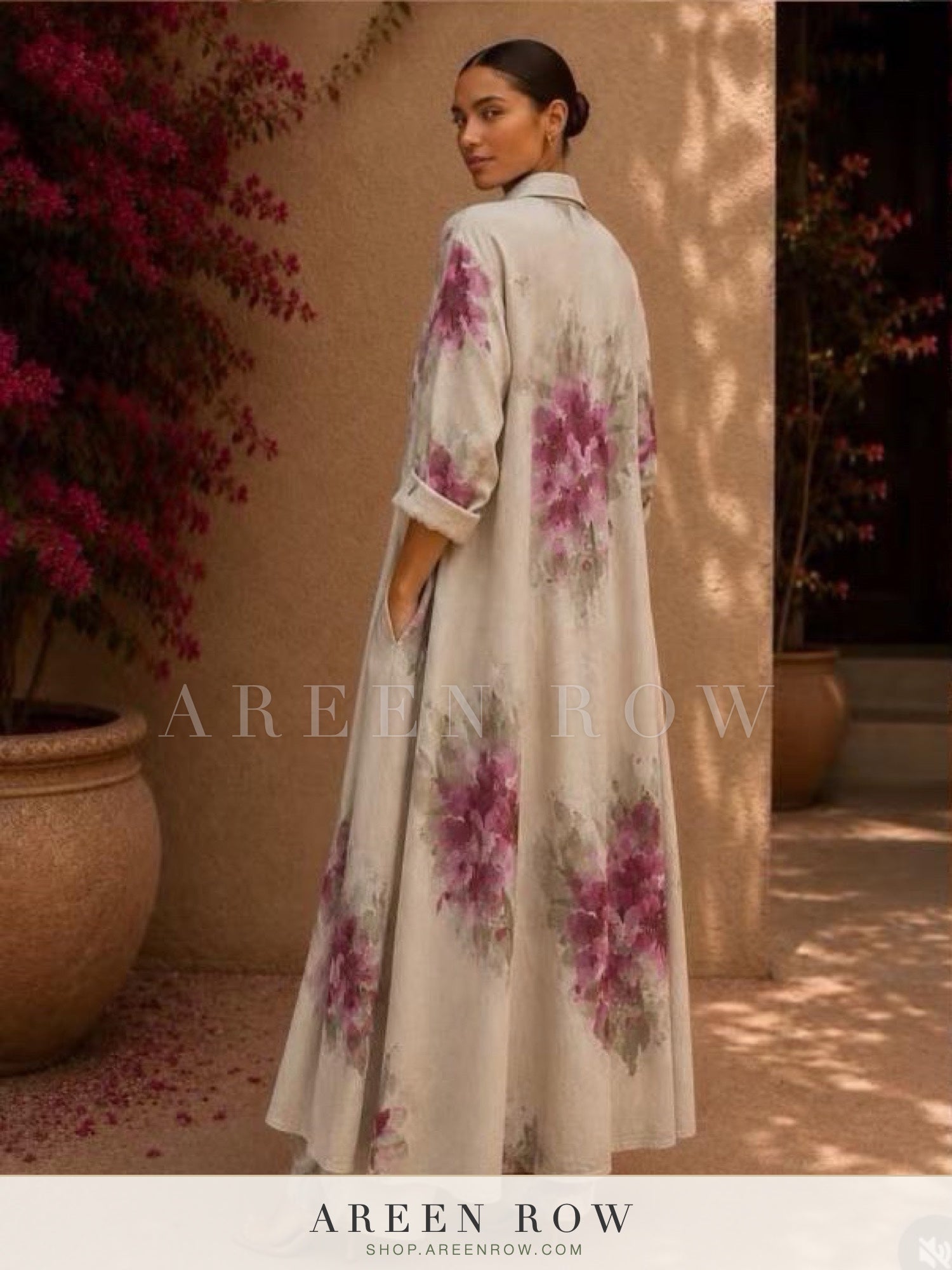 Rania Floral Satin Shirt Dress