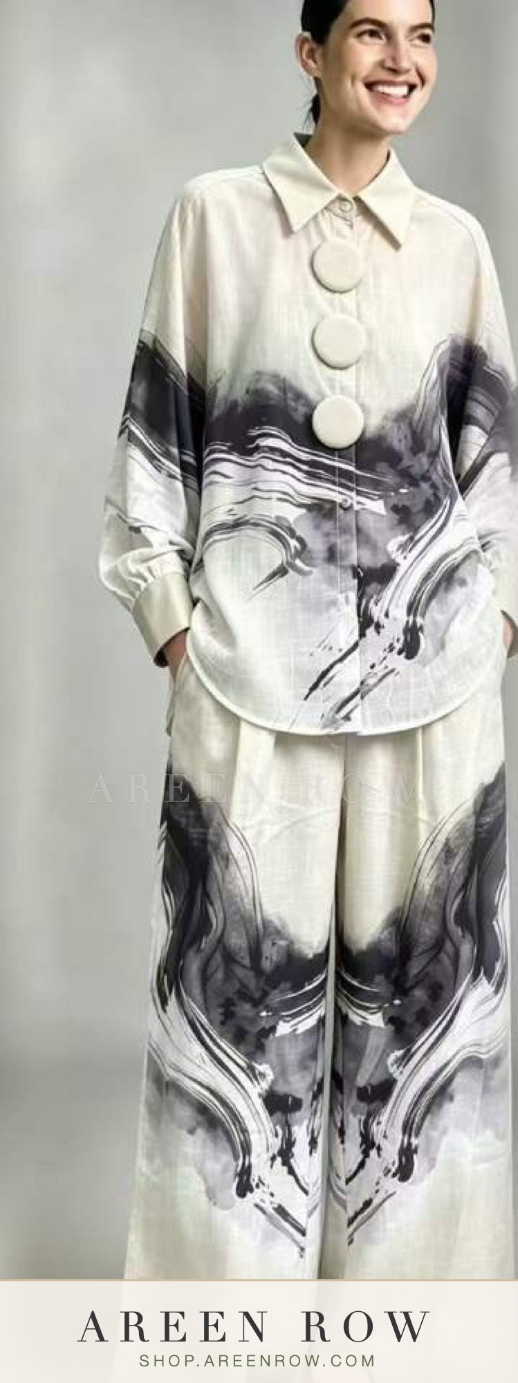 Zahra Printed Satin Shirt & Pants Set