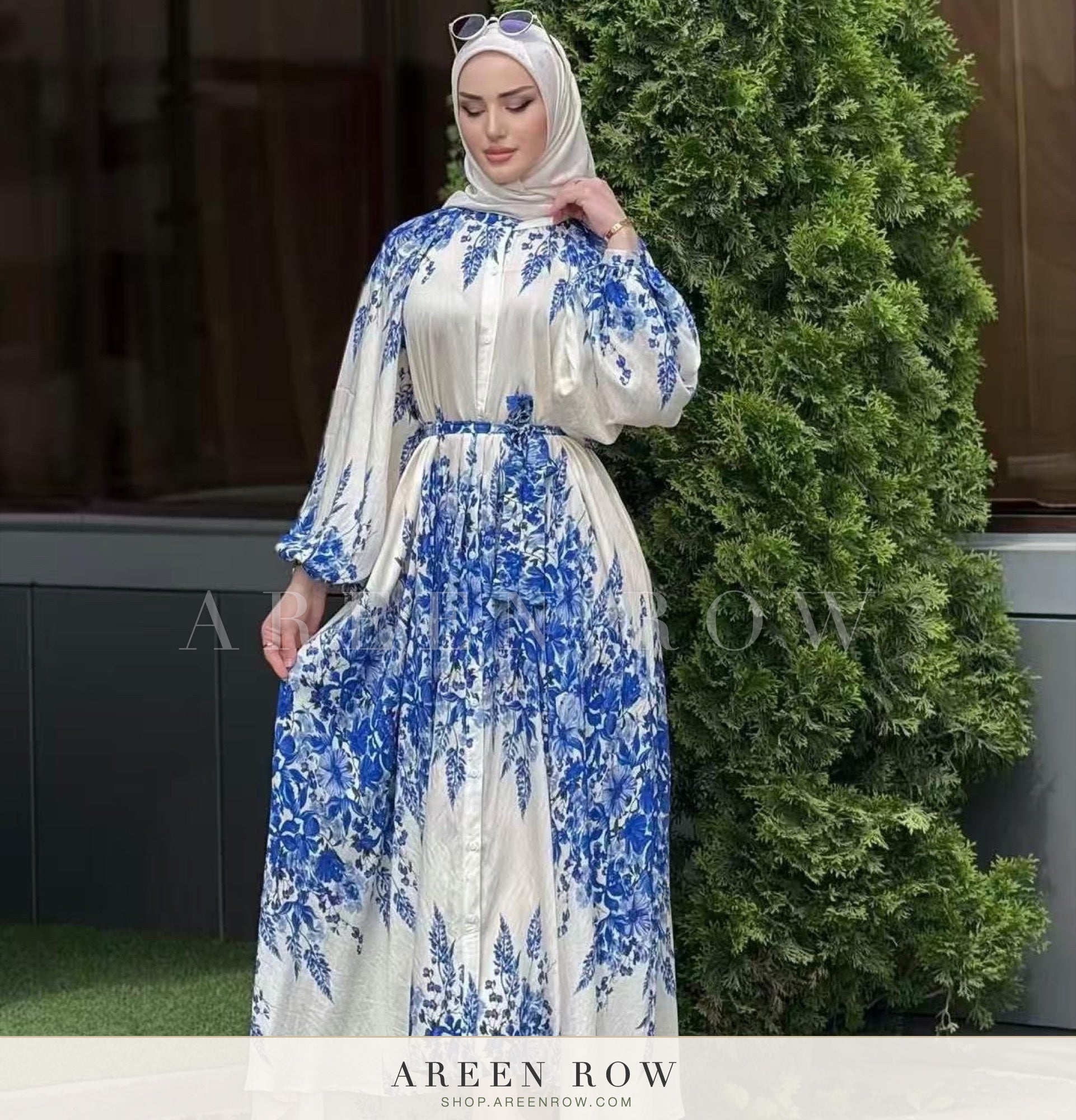 Dunya Satin Printed Maxi Dress