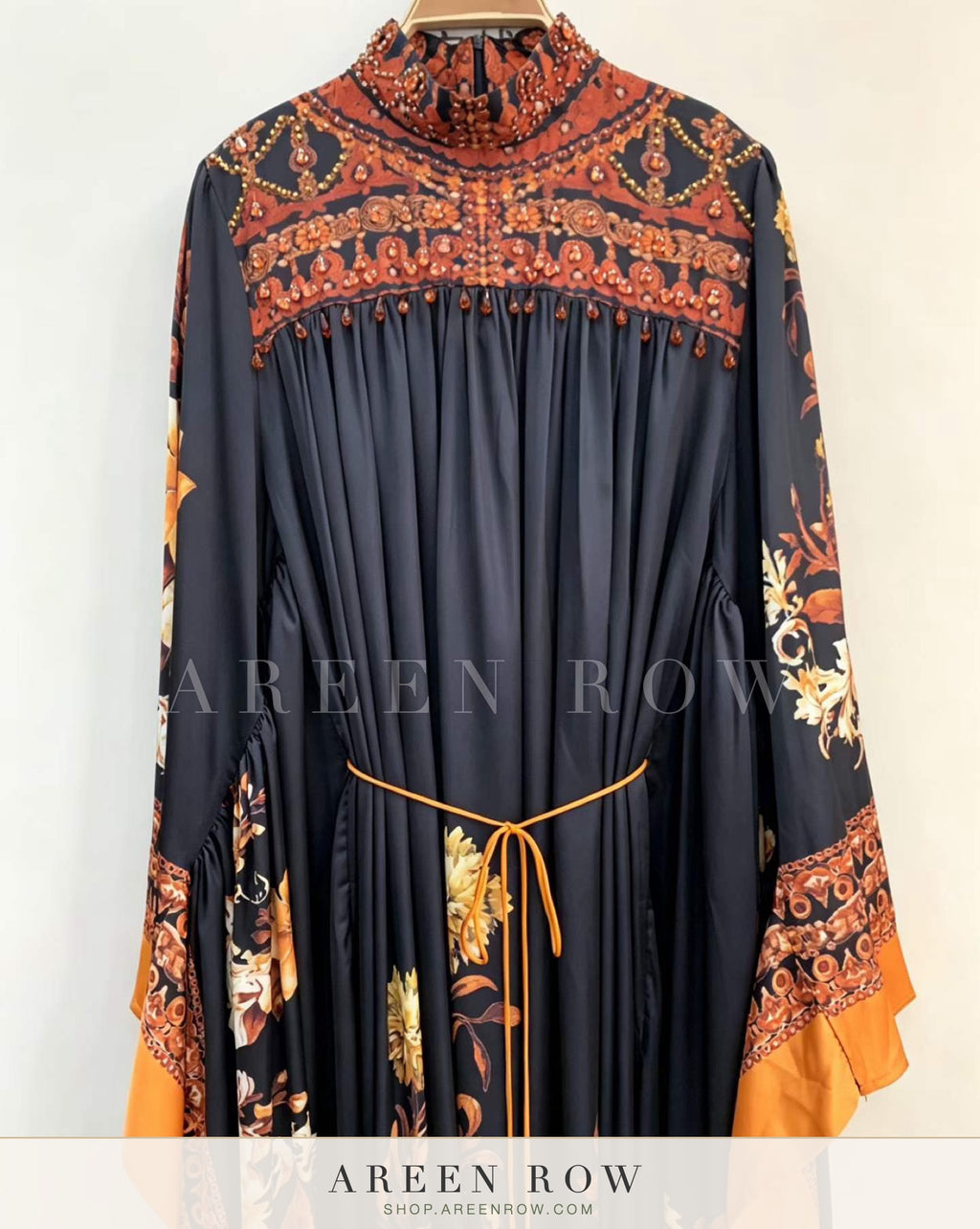 Farah Border-Print Belted Kaftan
