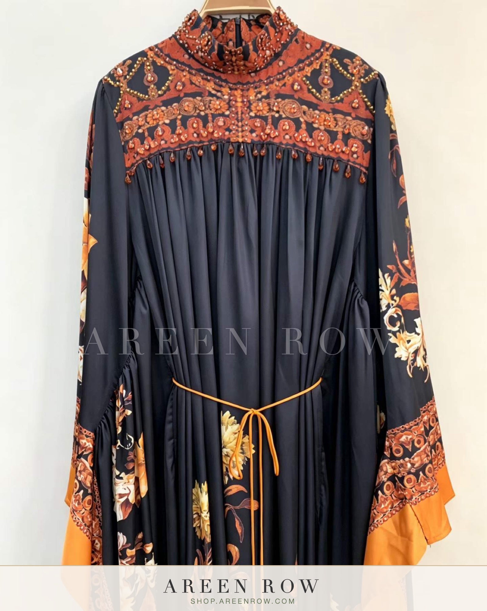 Farah Border-Print Belted Kaftan