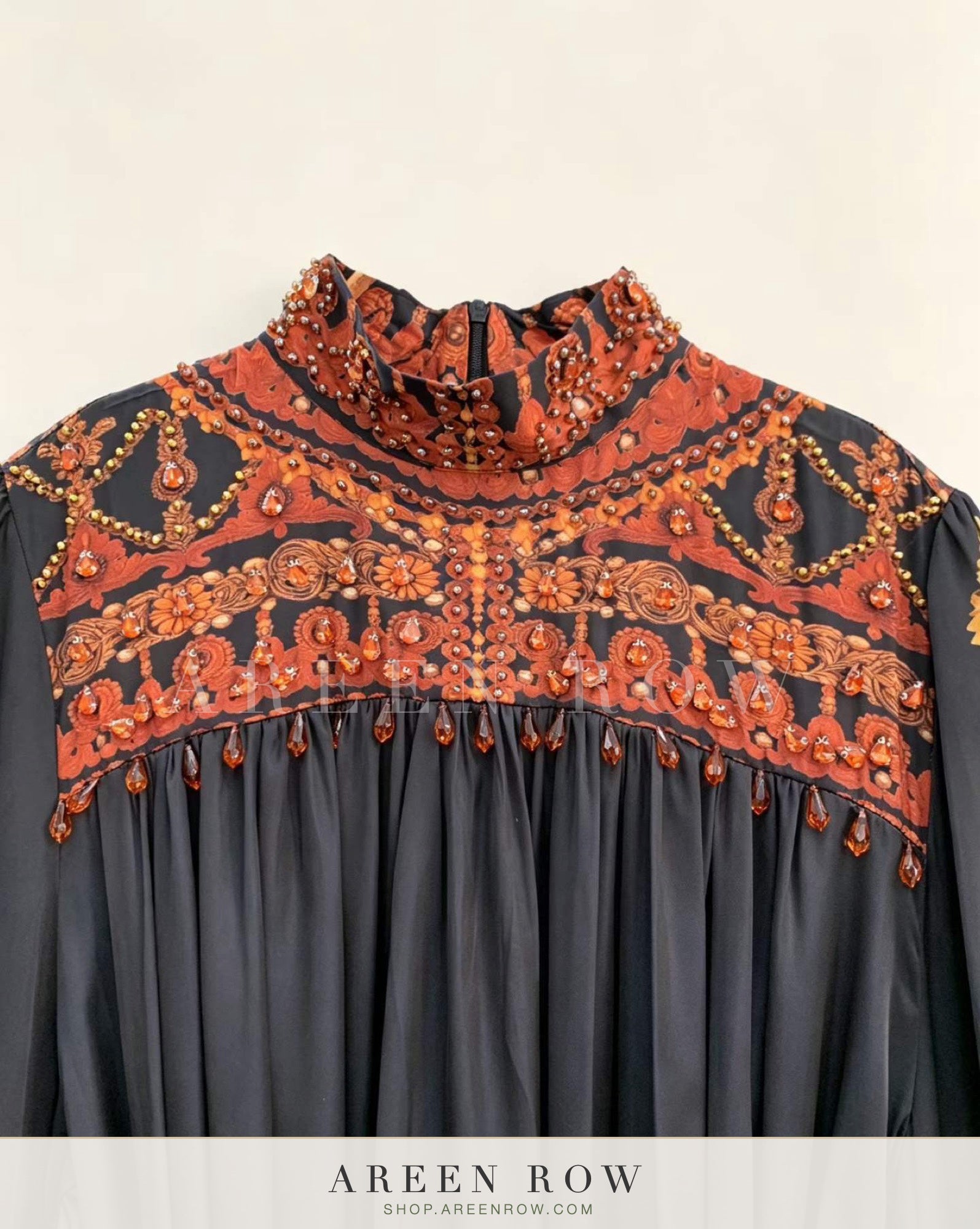 Farah Border-Print Belted Kaftan