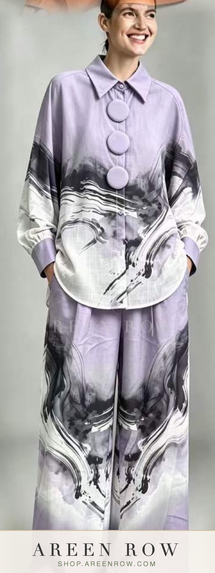 Zahra Printed Satin Shirt & Pants Set