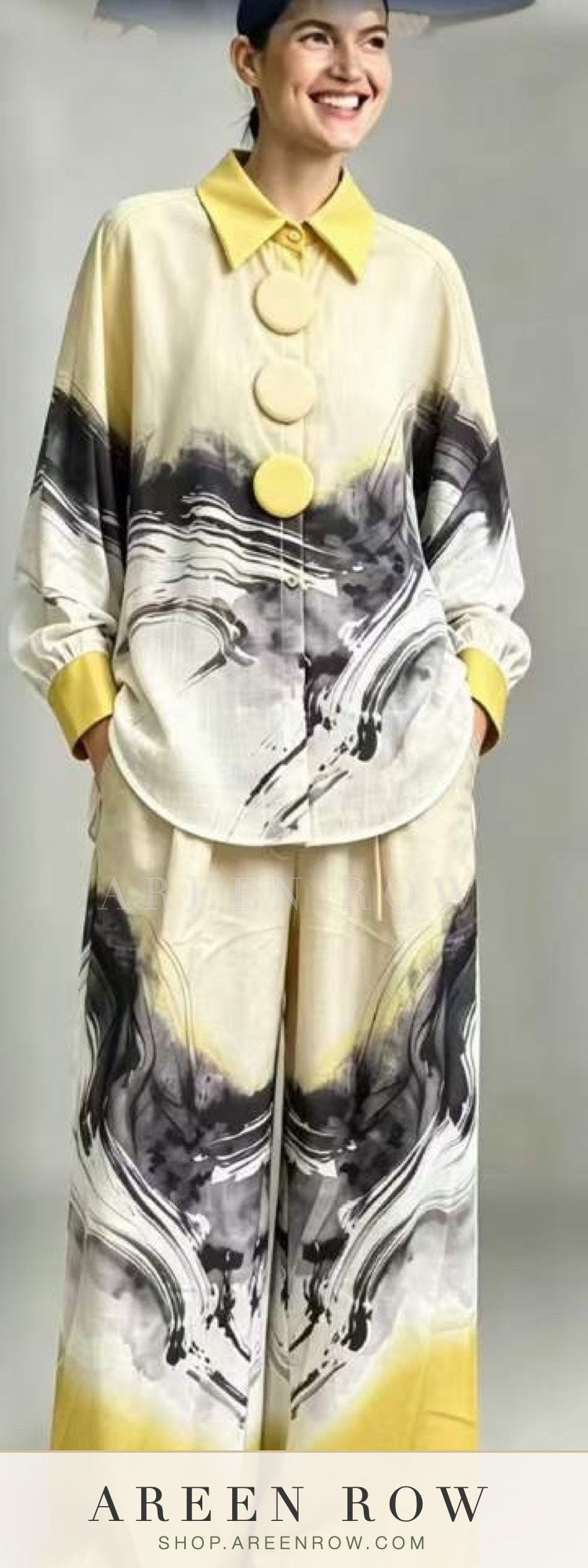 Zahra Printed Satin Shirt & Pants Set