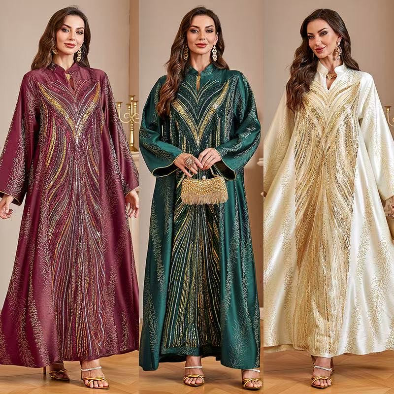 Noor Foil-Stripe Kaftan