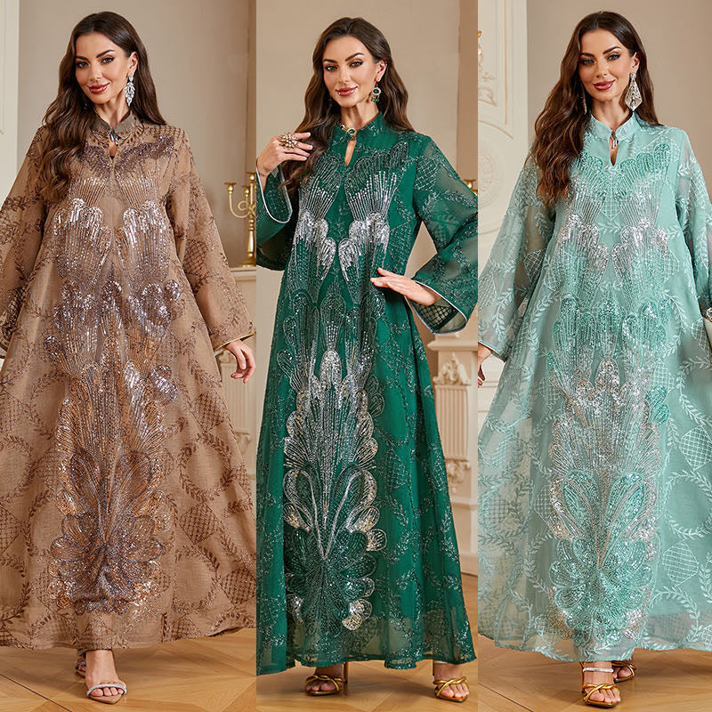 Sana Sequin Organza Kaftan